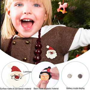 Broche Père Noël lumineuse en tissu non tissé pour costumes de fête de Noël