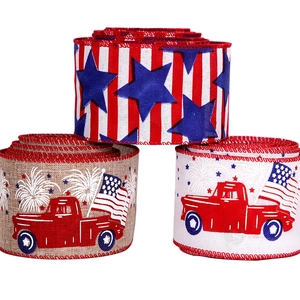 Rouleaux de ruban en toile de jute 6M pour l'Indépendance avec drapeaux et camions