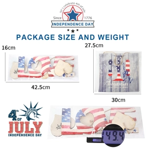 Independence Day wood LOVE sign dimensions 16x42.5cm and 149.4g weight specifications