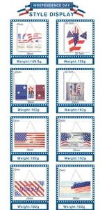Detailed grid of 4th of July wooden signs showing sizes and weights for festive home decor