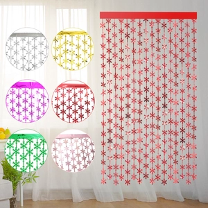 Snowflake Foil Fringe Curtain Christmas Party Backdrop Tinsel Door Curtain Holiday Wedding Wall Background Hanging Decor