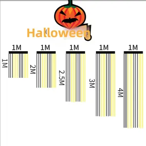 Πίνακας μεγεθών για δίχρωμες κουρτίνες Halloween σε πέντε διαφορετικά διαθέσιμα μήκη