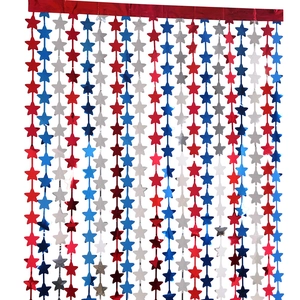 Tenda a frange con stelle rosse blu argento per decorazioni festa dell'Indipendenza