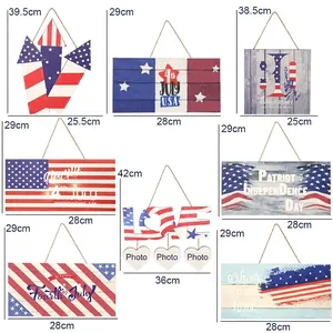 7Pcs Independence Day wooden hanging signs with US flag colors and dimensions