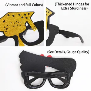 Abschlussfeier Brille mit goldener Glitzermütze und schwarzem Filzrahmen Requisiten