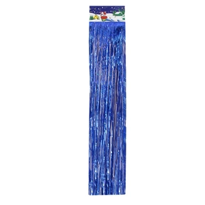 Blue laser metallic foil fringe curtain for Christmas party backdrop decorations