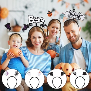 Halloween glitter headband set featuring bats and pumpkins for festive party costumes