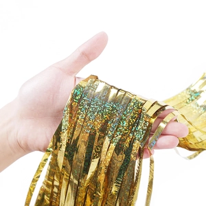 Golden laser fringe curtain 1x2m for birthday party backdrop and festive wall decoration