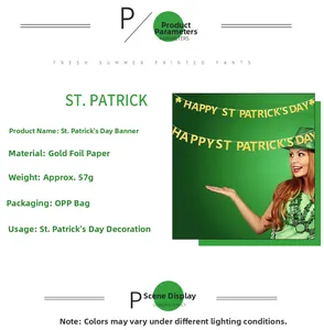 Glittering gold and green Saint Patrick's Day banner made of high-quality glitter paper