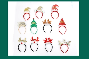 Conjunto de once diademas navideñas LED con astas de reno y árboles festivos variados