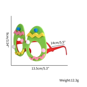 Easter egg glasses with green felt frames and colorful pom-poms for festive party decor