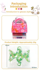 Easter felt gift bag with bunny pattern and egg prints showing product dimensions
