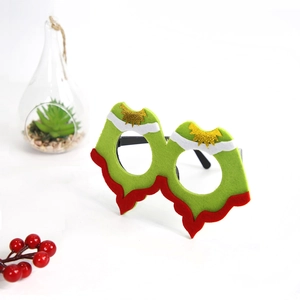 Festive Mexican fiesta glasses with green cactus felt design and gold sequin stars