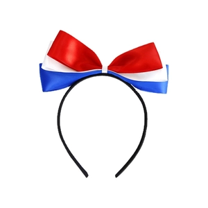 Patriotic red white and blue ribbon bow headband for Independence Day party costume