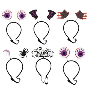 6-pack Halloween pet headbands featuring bats, spiders, and ghosts for party dress-up