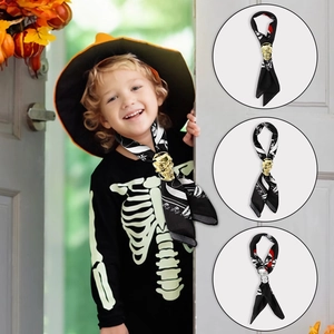 Halloween Skull Scarf Bowtie Gothic Pirate Necktie Alloy Skull Ring Party Costume Decoration Punk Accessories For Men Women