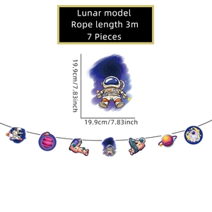 3m astronaut and planet theme banner set with 7 pieces of durable cardboard cutouts