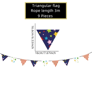 Colorful 9-piece graduation triangle banner set with 3m string for party decoration