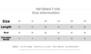 Detailed size chart for kids cargo vest showing length bust and shoulder measurements