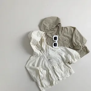 Kids Hooded Sun Protection Jacket Lightweight Nylon Thin Coat For Boys Girls Korean Style Summer Outdoor Breathable Skin Clothing