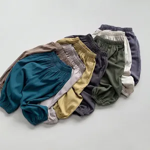 Breathable children's wide-leg mosquito pants in assorted colors with elastic waist