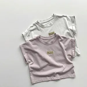 T-Shirt en Coton pour Enfants de Style Coréen Été Manches Courtes Avec Écusson de Glace pour Garçons et Filles Décontracté