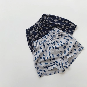 Kids Summer Polka Dot Casual Shorts Unisex Cotton Slub Breathable Elastic Waist Shorts For Toddlers Boys Girls