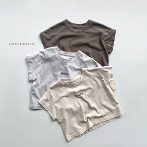 Pack de trois t-shirts en coton marron gris et beige avec imprimé HOPE