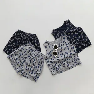 Ensemble débardeur et short rétro à pois pour enfants, tenue de vacances d'été unisexe