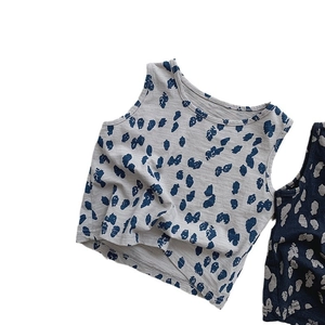 Débardeur d'été pour enfants à pois en coton flammé respirant et confortable