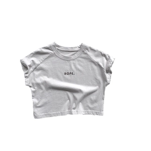 T-shirt à manches courtes minimaliste gris clair avec imprimé HOPE pour enfants