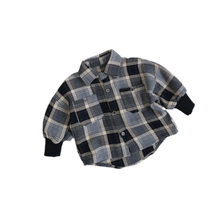 Chemise à carreaux vintage pour enfants avec poches poitrine et poignets côtelés