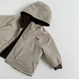 Giacca Invernale Imbottita in Cotone Poliestere per Bambini Calda Fodera in Lana di Agnello Cappotto Outdoor Reversibile Ispessito