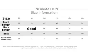 Size guide for kids' reversible padded vest showing length and chest measurements