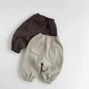 Détails du pantalon de jogging enfant doublé polaire avec taille élastique et poches arrière