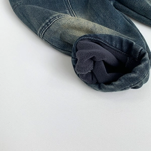 Jeans d'hiver pour enfants doublés de polaire thermique épaisse et denim délavé