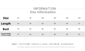 Detailed size guide for children striped fleece hoodie showing length and bust measurements