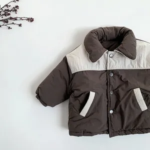 Veste Rembourrée Hiver Enfant Couleur Contrastée Manteau Chaud Pour Garçons Et Filles Style Coréen Vêtement Boutonné