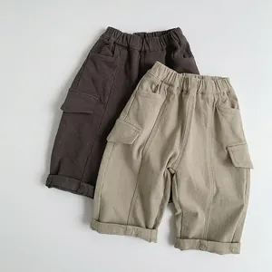 Pantalon Cargo Enfant Doublé Polaire Coton Chaud Pantalon Hiver Décontracté pour Garçons Filles Style Coréen