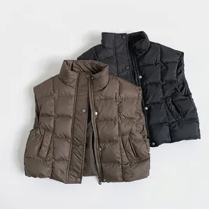 Kids Quilted Down Vest Stand Collar Warm Puffer Waistcoat Sleeveless Jacket For Boys Girls Winter Lightweight Outwear