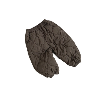 Quilted toddler winter pants in coffee brown with elastic waist and windproof fabric