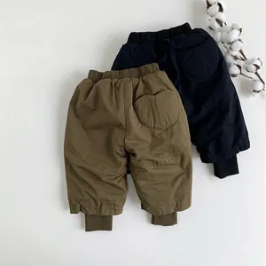 Pantaloni Imbottiti Invernali per Bambini Stile Coreano Pantaloni Trapuntati in Cotone Caldo Con Tasca a Cuore Per Ragazzi Ragazze