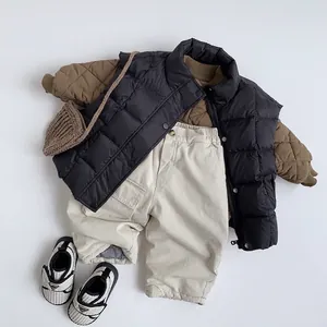 Winter Korean style padded vest and sweatshirt outfit set for toddlers and kids