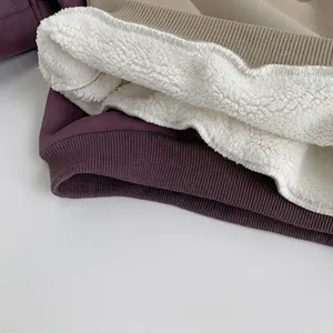 Thick fleece-lined winter sweatshirt for kids with premium warm lamb wool interior