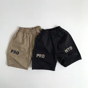 Boys Casual Cotton Cargo Shorts Elastic Waist Letter Printed Toddler Summer Streetwear Pockets Loose Fit Shorts For Kids