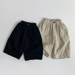 Boys Girls Pure Cotton Casual Pants Thin Breathable Anti Mosquito Harem Trousers Kids Solid Color Soft Elastic Waist Bottoms