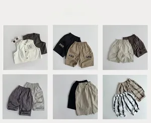 Ensemble t-shirt en coton et short cargo pour enfants de style coréen
