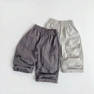 Kids Cotton Cargo Pants Casual Loose Trousers For Boys Girls Elastic Waist Spring Summer Soft Breathable Fashion Clothing