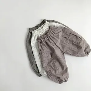 Kids Cargo Pants For Boys Girls Toddler Joggers Cotton Blend Breathable Anti-Mosquito Pants Elastic Waist Casual Trousers With Pockets