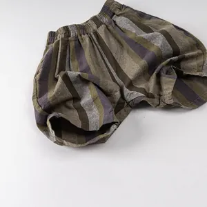 Kids Striped Shorts 100% Cotton Breathable Summer Casual Shorts For Boys And Girls Japanese Style Soft Loose Fit Short Pants
